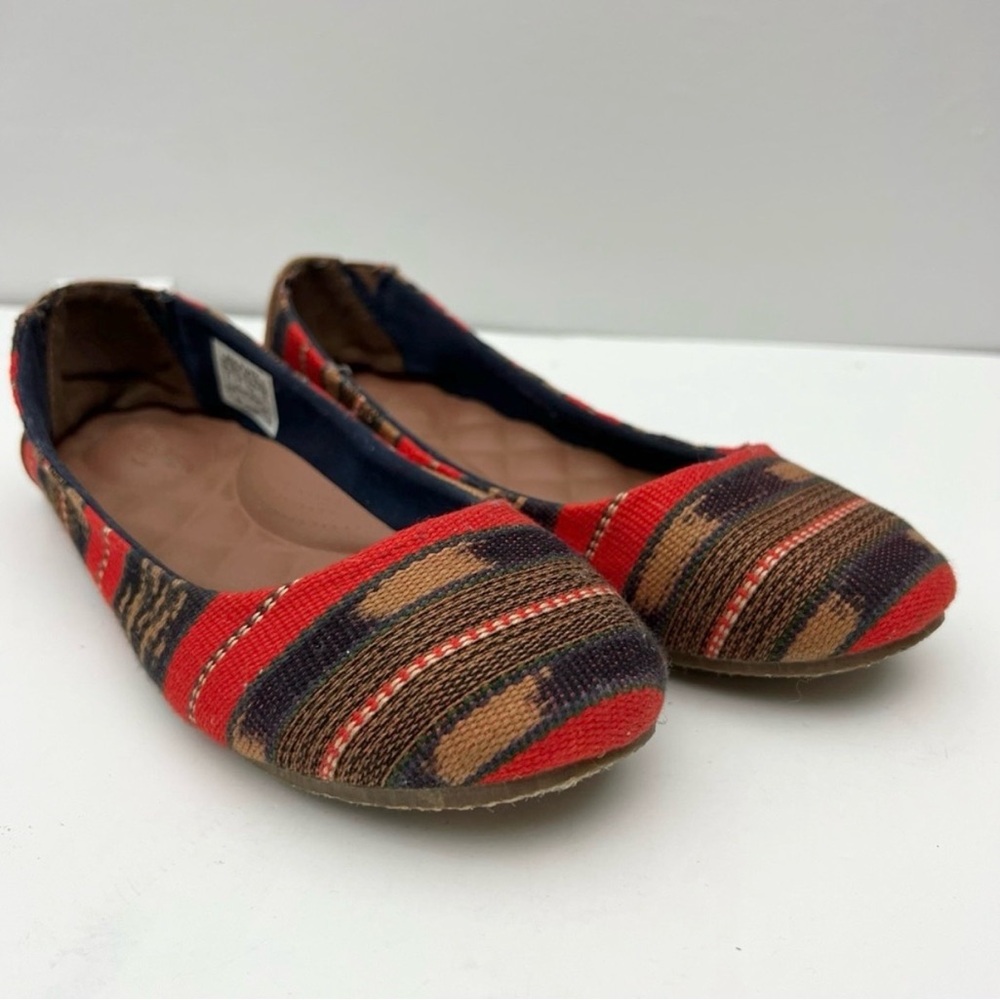 Reef Woven Red Brown Striped Women's Cushioned Ballet Flats